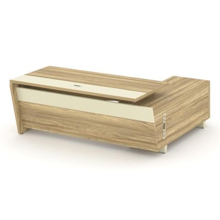 Corner Стол руководителя с тумбой COR.SRT-20 (L) Гикори Песочный/Ваниль/Металл Ваниль 2000*1800*750