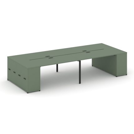 Concept Рабочая станция с опорными распаш. шкафами CN.DRS-262 B Кобо/Металл Черный 3200*1480*750