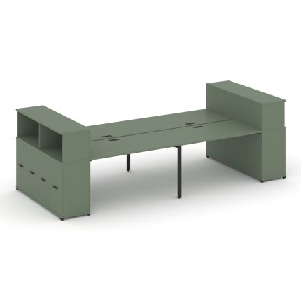 Concept Рабочая станция с опорными распаш. шкафами с надставкой низ. CN.DRS-272 B Кобо/Металл Черный