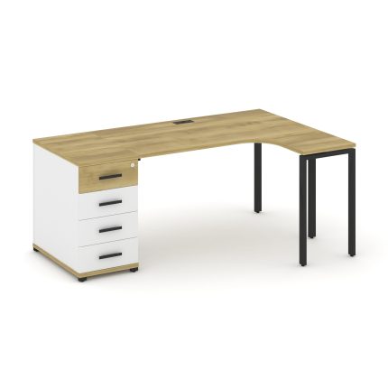 Concept Стол эргономичный CN.SA-401(R) B Дуб Винченцо/Белый Бриллиант/Металл Черный 1800*1180*750