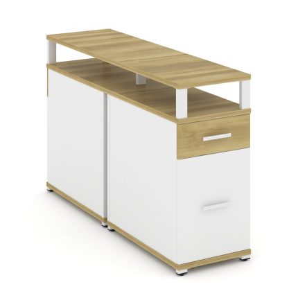 Concept Тумба двухсторонняя опорная/приставная 1 ящ.+1 распаш. фасад с надставкой. CN.DTGO-006 W Дуб