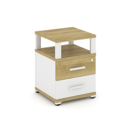 Concept Тумба приставная 2 ящ. с надставкой CN.TUP-002 W Дуб Винченцо/Белый Бриллиант/Металл Белый 4