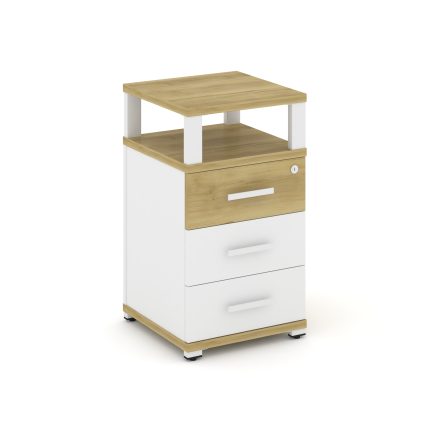 Concept Тумба приставная 3 ящ. с надставкой CN.TUP-003 W Дуб Винченцо/Белый Бриллиант/Металл Белый 4