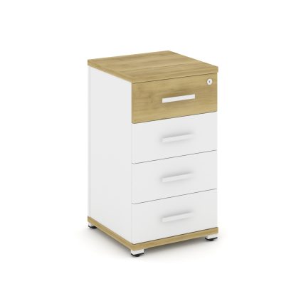 Concept Тумба опорная/приставная 4 ящ. CN.TUO-002 W Дуб Винченцо/Белый Бриллиант/Металл Белый 420*42