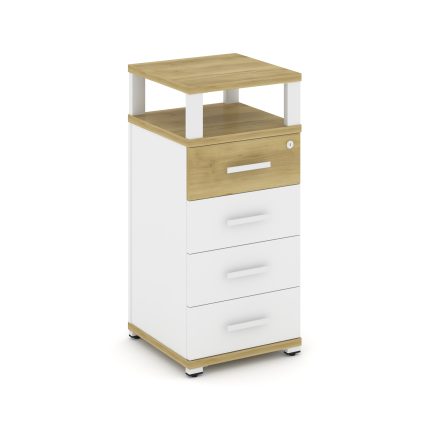 Concept Тумба опорная/приставная 4 ящ. с надставкой CN.TUO-003 W Дуб Винченцо/Белый Бриллиант/Металл