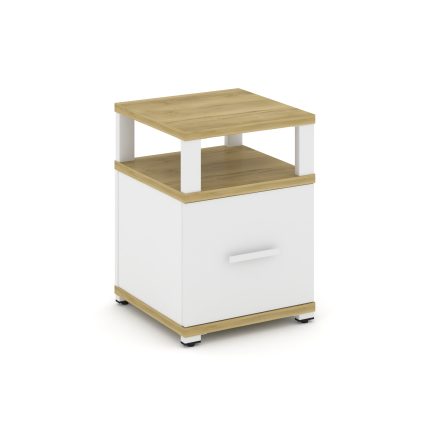 Concept Тумба приставная 1 распаш. фасад с надставкой CN.TUP-005 W Дуб Винченцо/Белый Бриллиант/Мета