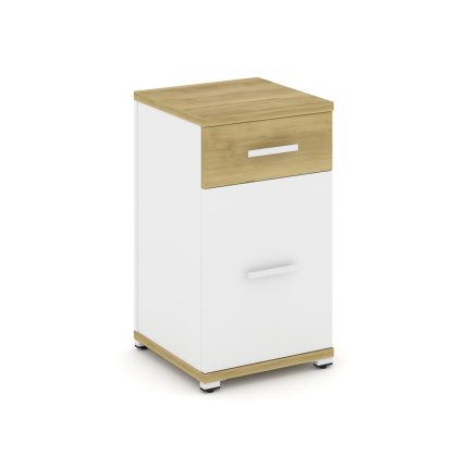 Concept Тумба опорная/приставная 1 ящ.+1 распаш. фасад CN.TUO-005 W Дуб Винченцо/Белый Бриллиант/Мет
