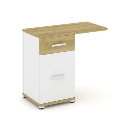 Concept Тумба приставная узкая 1 ящ.+1 распаш. фасад со свесом CN.TUS-003 W Дуб Винченцо/Белый Брилл