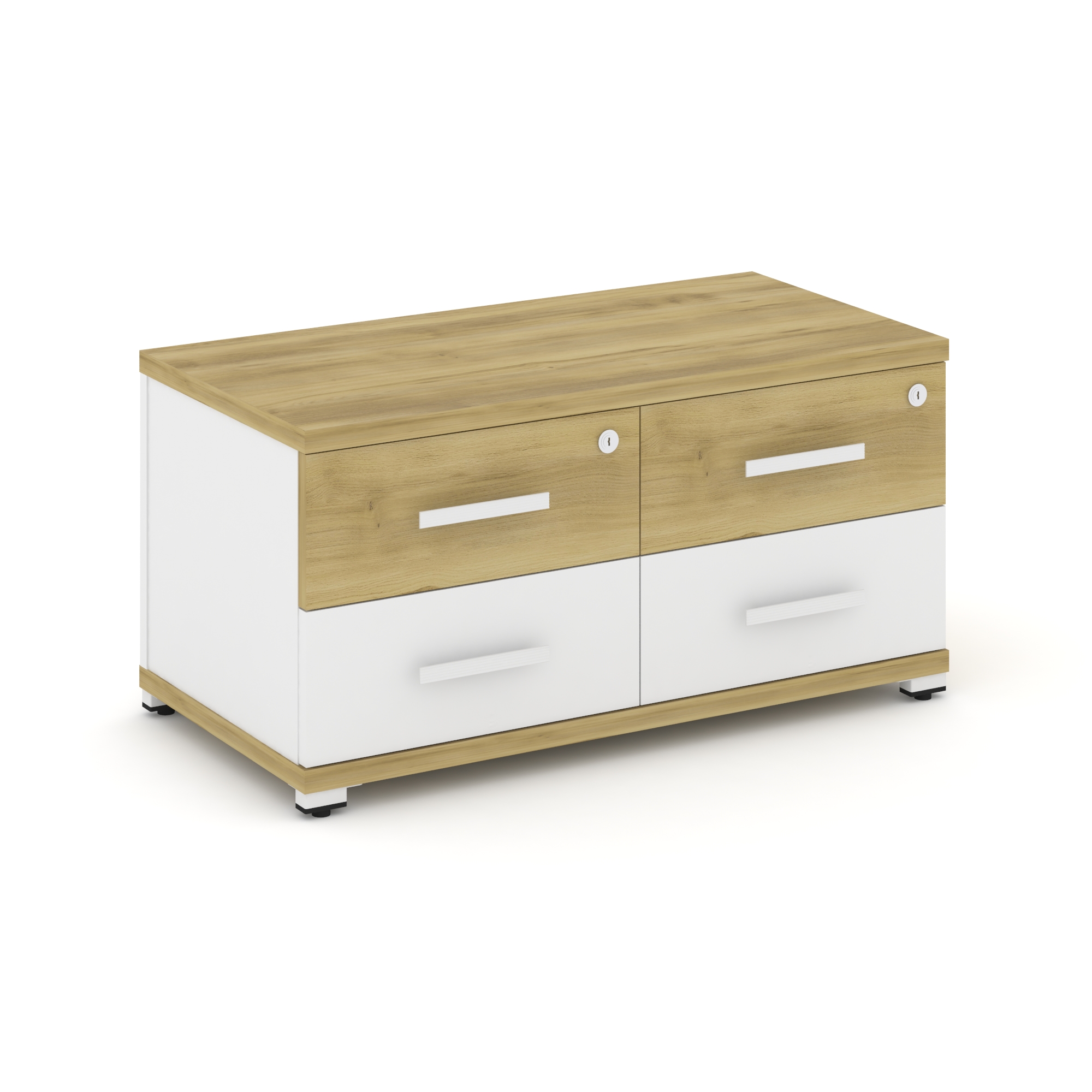 Concept Тумба приставная широкая 4 ящ. CN.TSP-001 W Дуб Винченцо/Белый Бриллиант/Металл Белый 836*42