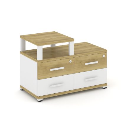 Concept Тумба приставная широкая 4 ящ. с надставкой узкой CN.TSP-002 W Дуб Винченцо/Белый Бриллиант/