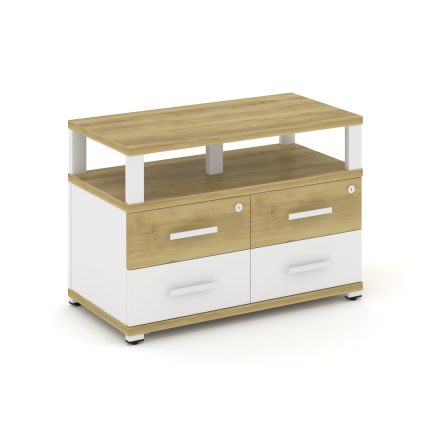 Concept Тумба приставная широкая 4 ящ. с надставкой широкой CN.TSP-003 W Дуб Винченцо/Белый Бриллиан