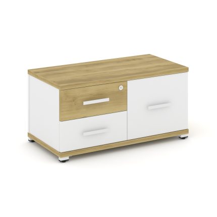 Concept Тумба приставная широкая 2 ящ.+1 распаш. фасад CN.TSP-004 W Дуб Винченцо/Белый Бриллиант/Мет