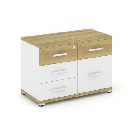Concept Тумба приставная широкая 4 ящ.+1 распаш. фасад CN.TSP-010 W Дуб Винченцо/Белый Бриллиант/Мет