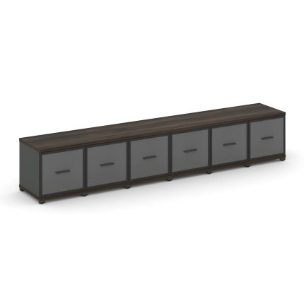 Concept Шкаф 6 узких секций, 1 ниша CN.STU-163 RPB A Дуб Мали/Антрацит/Металл Антрацит/Прозрачный 25