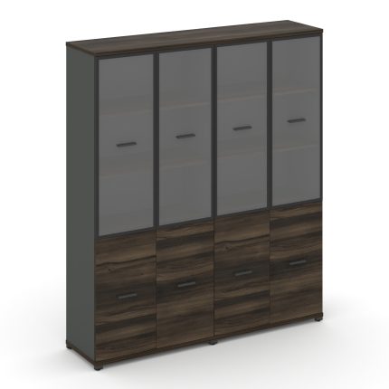 Concept Шкаф 2 широкие секции, 5 ниш CN.STS-522 RPB A Дуб Мали/Антрацит/Металл Антрацит/Прозрачный 1