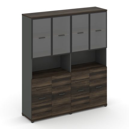 Concept Шкаф 2 широкие секции, 5 ниш CN.STS-523 RPB A Дуб Мали/Антрацит/Металл Антрацит/Прозрачный 1