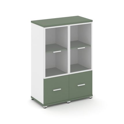 Concept Шкаф 2 узкие секции, 3 ниши CN.STU-322 RPW W Кобо/Белый Бриллиант/Металл Белый/Прозрачный 83