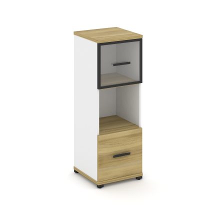 Concept Шкаф 1 узкая секция, 3 ниши CN.STU-315 RPB B Дуб Винченцо/Белый Бриллиант/Металл Черный/Проз