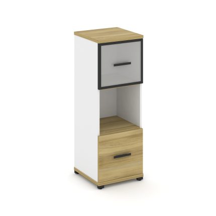 Concept Шкаф 1 узкая секция, 3 ниши CN.STU-315 RMB B Дуб Винченцо/Белый Бриллиант/Металл Черный/Сати