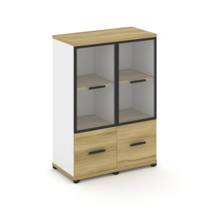 Concept Шкаф 2 узкие секции, 3 ниши CN.STU-322 RPB B Дуб Винченцо/Белый Бриллиант/Металл Черный/Проз