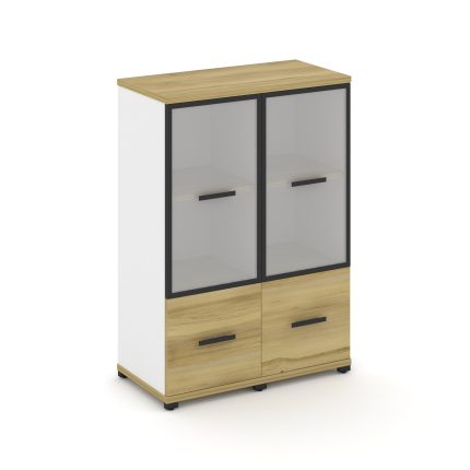 Concept Шкаф 2 узкие секции, 3 ниши CN.STU-322 RMB B Дуб Винченцо/Белый Бриллиант/Металл Черный/Сати