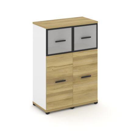 Concept Шкаф 2 узкие секции, 3 ниши CN.STU-324 RMB B Дуб Винченцо/Белый Бриллиант/Металл Черный/Сати