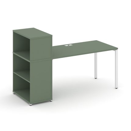 Concept Стол рабочий с опорным стеллажом с надставкой низ. CN.SP-210 Кобо/Металл Белый 1600*720*1140