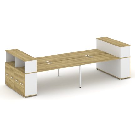Concept Рабочая станция с опорными распаш. шкафами с надставкой низ. CN.DRS-272 W Дуб Винченцо/Белый
