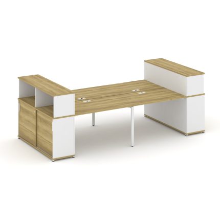 Concept Рабочая станция с опорными шкафами-купе с надставкой низ. CN.DRS-282 W Дуб Винченцо/Белый Бр