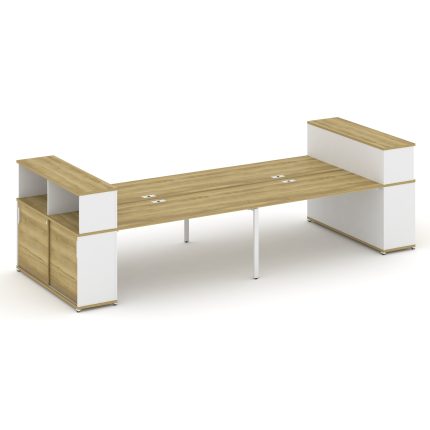 Concept Рабочая станция с опорными шкафами-купе с надставкой низ. CN.DRS-284 W Дуб Винченцо/Белый Бр