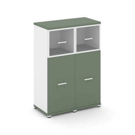 Concept Шкаф 2 узкие секции, 3 ниши CN.STU-324 RPW W Кобо/Белый Бриллиант/Металл Белый/Прозрачный 83