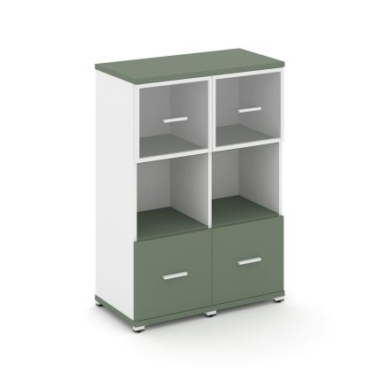 Concept Шкаф 2 узкие секции, 3 ниши CN.STU-325 RPW W Кобо/Белый Бриллиант/Металл Белый/Прозрачный 83