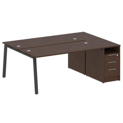 Metal System Рабочая станция с тумбой на А-образном м/к БА.РС-СТП-2.4 Венге Цаво/Металл Антрацит 201