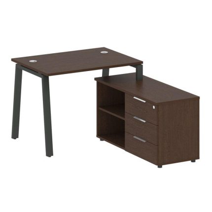 Metal System Рабочая станция с тумбой на А-образном м/к БА.РС-СТС-2.1 (R) Венге Цаво/Металл Антрацит