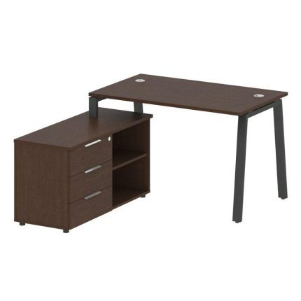 Metal System Рабочая станция с тумбой на А-образном м/к БА.РС-СТС-2.2 (L) Венге Цаво/Металл Антрацит