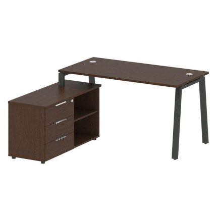 Metal System Рабочая станция с тумбой на А-образном м/к БА.РС-СТС-2.3 (L) Венге Цаво/Металл Антрацит