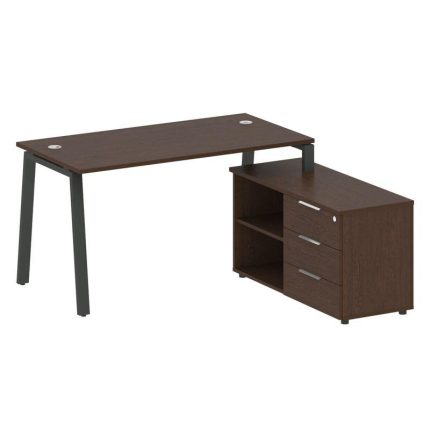 Metal System Рабочая станция с тумбой на А-образном м/к БА.РС-СТС-2.3 (R) Венге Цаво/Металл Антрацит