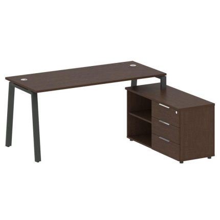 Metal System Рабочая станция с тумбой на А-образном м/к БА.РС-СТС-2.4 (R) Венге Цаво/Металл Антрацит