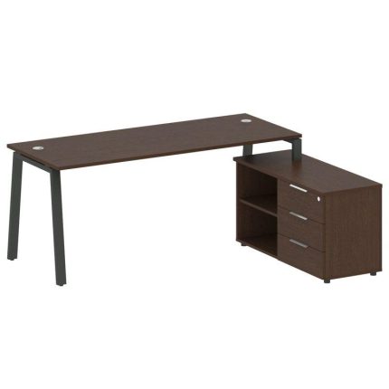 Metal System Рабочая станция с тумбой на А-образном м/к БА.РС-СТС-2.5 (R) Венге Цаво/Металл Антрацит