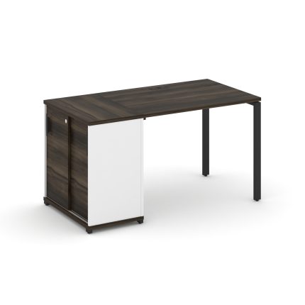 Concept Стол рабочий с опорным шкафом-купе CN.SP-233 B Дуб Мали/Белый Бриллиант/Металл Черный 1400*7