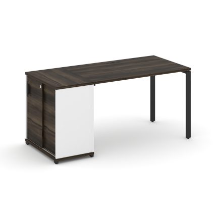 Concept Стол рабочий с опорным шкафом-купе CN.SP-234 B Дуб Мали/Белый Бриллиант/Металл Черный 1600*7