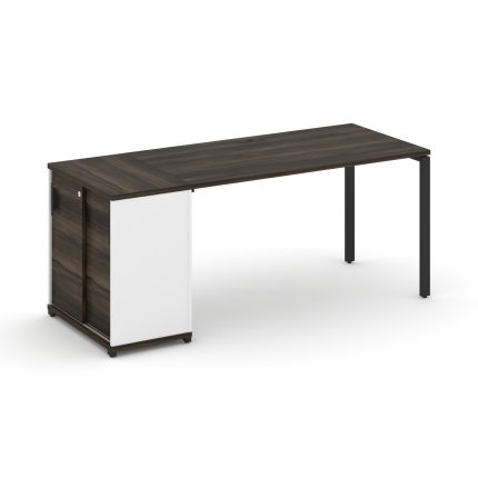 Concept Стол рабочий с опорным шкафом-купе CN.SP-235 B Дуб Мали/Белый Бриллиант/Металл Черный 1800*7