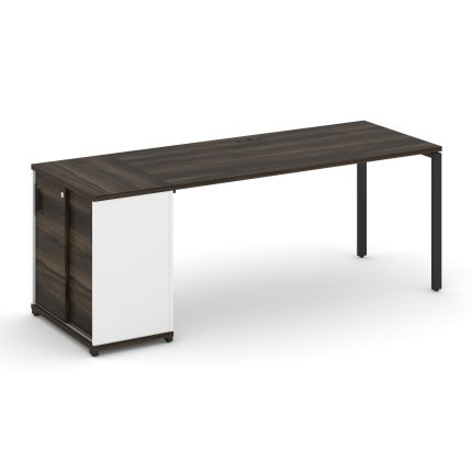 Concept Стол рабочий с опорным шкафом-купе CN.SP-236 B Дуб Мали/Белый Бриллиант/Металл Черный 2000*7