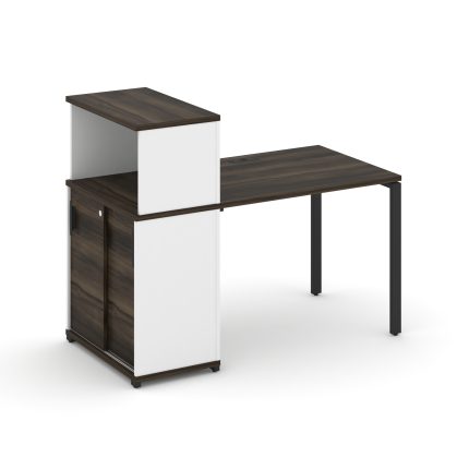 Concept Стол рабочий с опорным шкафом-купе с надставкой низ. CN.SP-237 B Дуб Мали/Белый Бриллиант/Ме