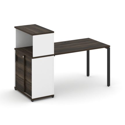 Concept Стол рабочий с опорным шкафом-купе с надставкой низ. CN.SP-238 B Дуб Мали/Белый Бриллиант/Ме
