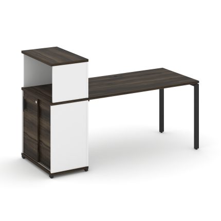 Concept Стол рабочий с опорным шкафом-купе с надставкой низ. CN.SP-239 B Дуб Мали/Белый Бриллиант/Ме