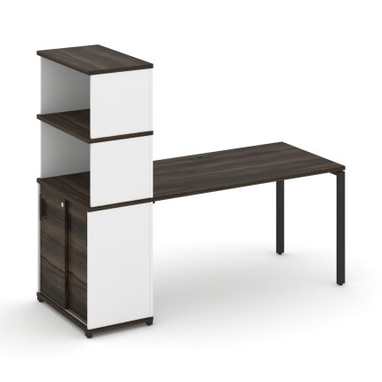 Concept Стол рабочий с опорным шкафом-купе с надставкой выс. CN.SP-243 B Дуб Мали/Белый Бриллиант/Ме