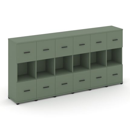 Concept Шкаф 6 узких секций, 3 ниши CN.STU-365 B Кобо/Металл Черный 2500*420*1186