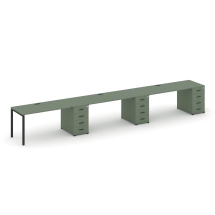 Concept Рабочая станция 3 места с 3 опорными тумбами CN.ORS-443 B Кобо/Металл Черный 5400*720*750