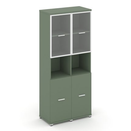 Concept Шкаф 2 узкие секции, 5 ниш CN.STU-523 RPW W Кобо/Металл Белый/Прозрачный 836*420*1922